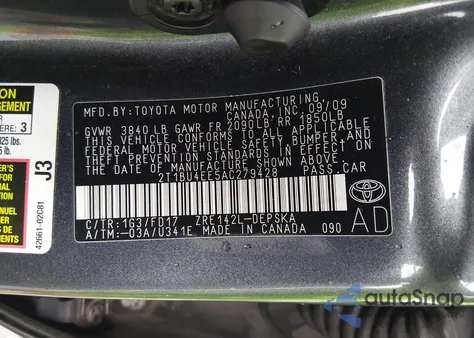 2010 Toyota Corolla Le/S/Xle from USA, damaged, VIN 2T1BU4EE5AT279428